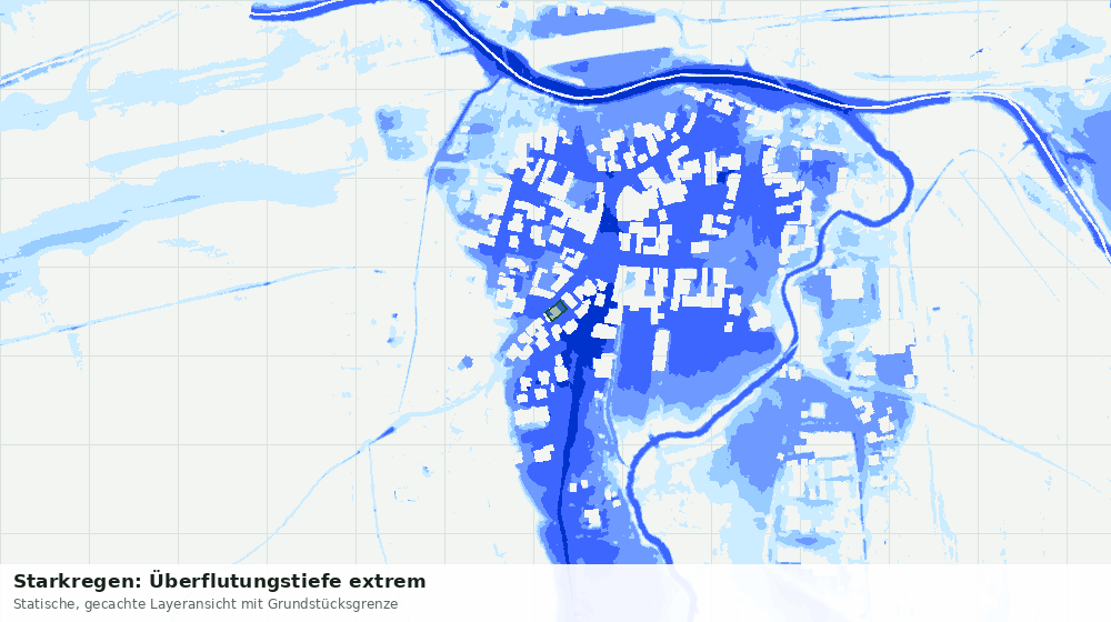 Statische Kartenansicht: Starkregen: Überflutungstiefe extrem