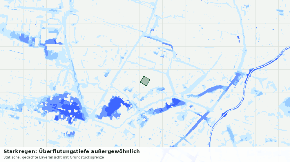 Statische Kartenansicht: Starkregen: Überflutungstiefe außergewöhnlich
