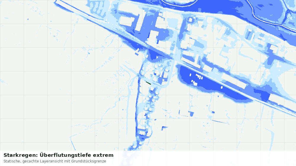 Statische Kartenansicht: Starkregen: Überflutungstiefe extrem