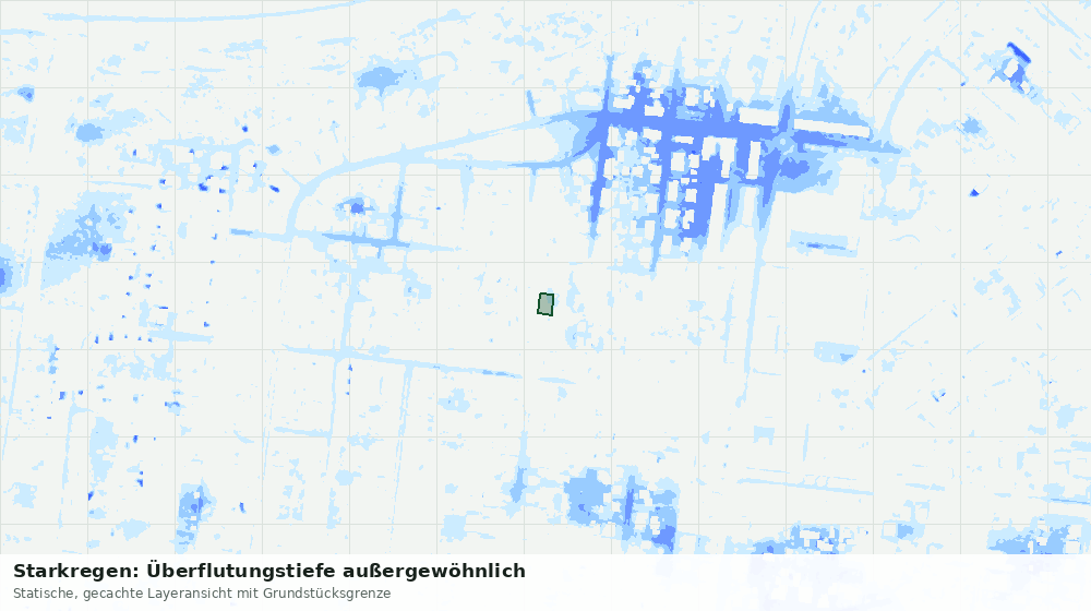 Statische Kartenansicht: Starkregen: Überflutungstiefe außergewöhnlich