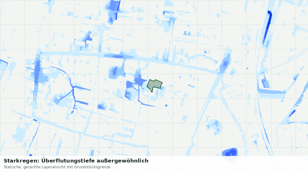 Statische Kartenansicht: Starkregen: Überflutungstiefe außergewöhnlich