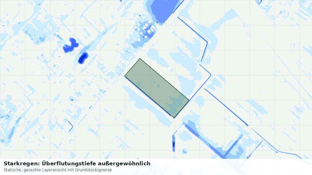 Statische Kartenansicht: Starkregen: Überflutungstiefe außergewöhnlich