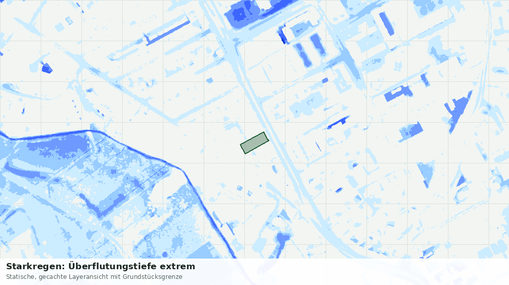 Statische Kartenansicht: Starkregen: Überflutungstiefe extrem