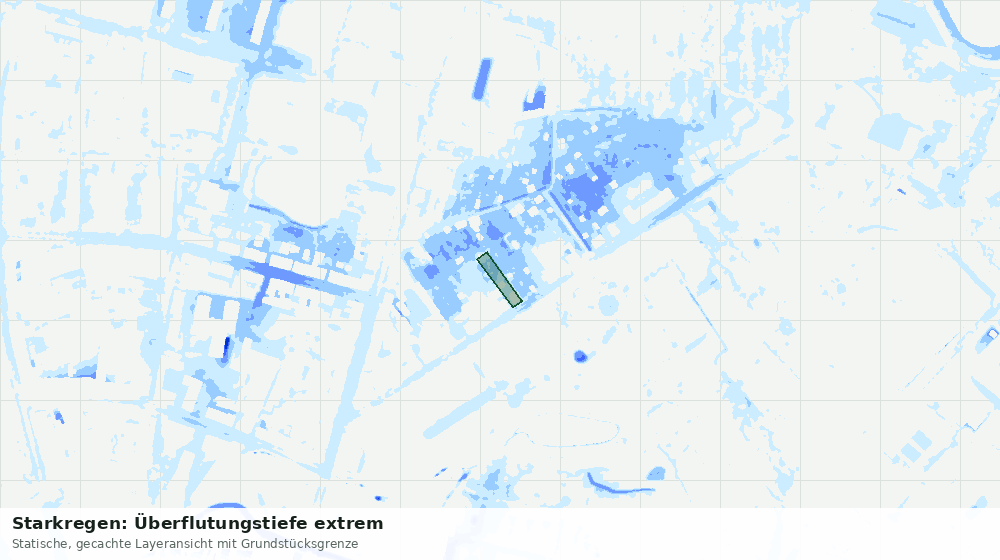Statische Kartenansicht: Starkregen: Überflutungstiefe extrem