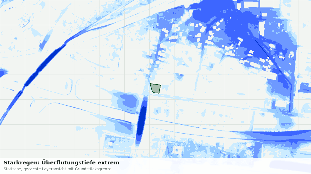 Statische Kartenansicht: Starkregen: Überflutungstiefe extrem
