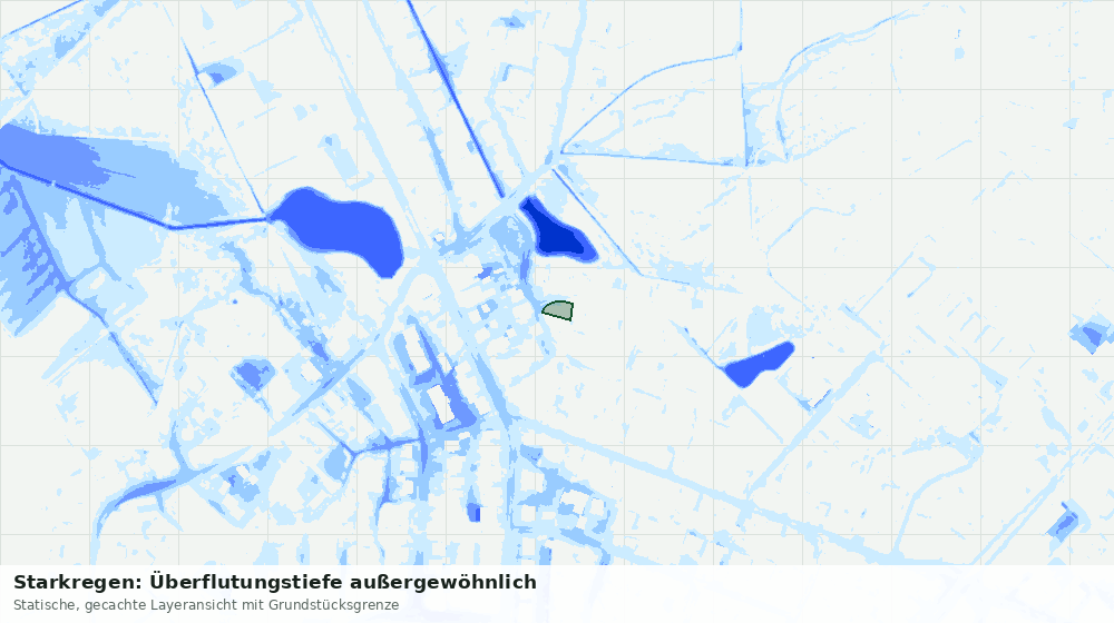 Statische Kartenansicht: Starkregen: Überflutungstiefe außergewöhnlich