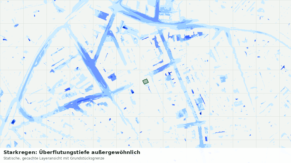 Statische Kartenansicht: Starkregen: Überflutungstiefe außergewöhnlich