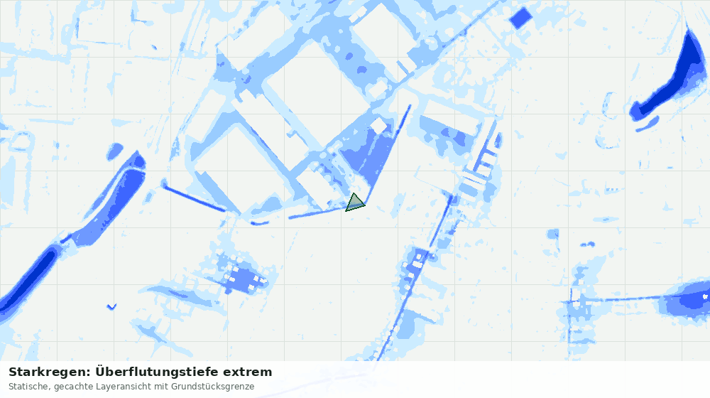 Statische Kartenansicht: Starkregen: Überflutungstiefe extrem