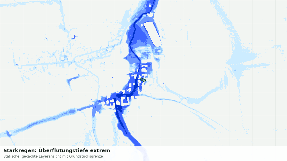 Statische Kartenansicht: Starkregen: Überflutungstiefe extrem