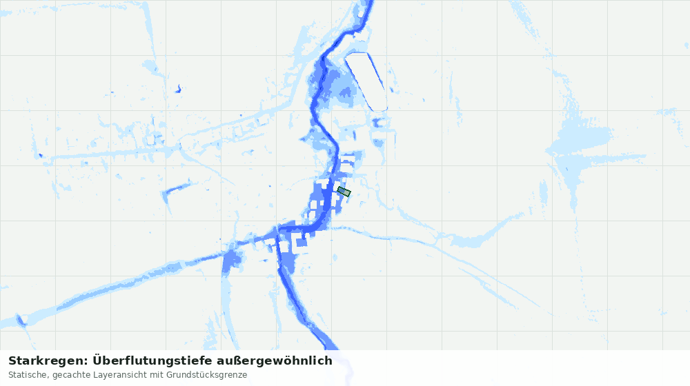 Statische Kartenansicht: Starkregen: Überflutungstiefe außergewöhnlich