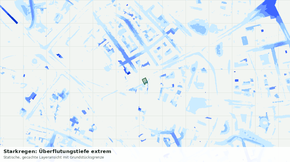 Statische Kartenansicht: Starkregen: Überflutungstiefe extrem