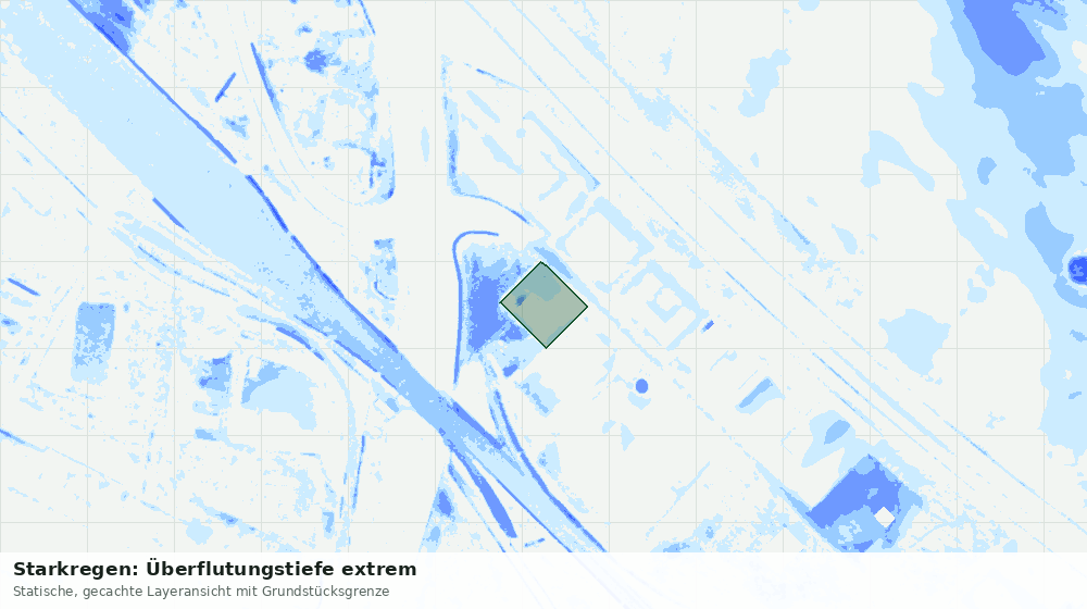 Statische Kartenansicht: Starkregen: Überflutungstiefe extrem