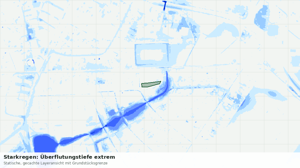 Statische Kartenansicht: Starkregen: Überflutungstiefe extrem