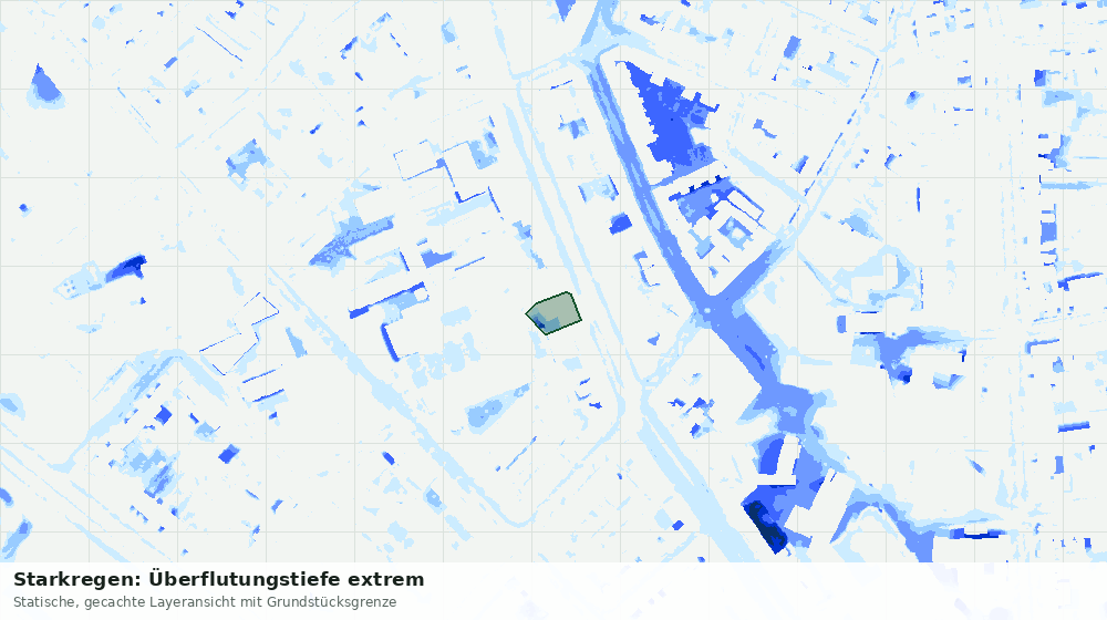 Statische Kartenansicht: Starkregen: Überflutungstiefe extrem