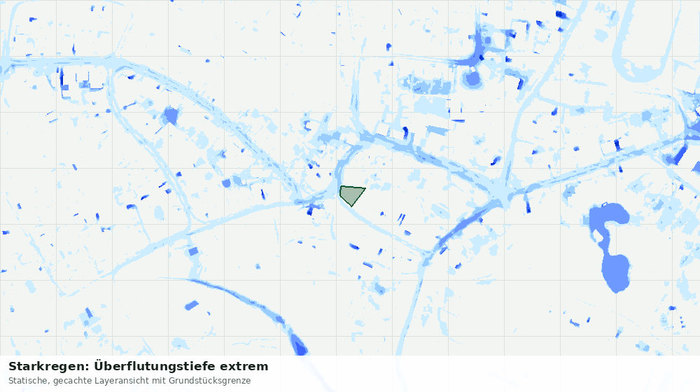 Statische Kartenansicht: Starkregen: Überflutungstiefe extrem