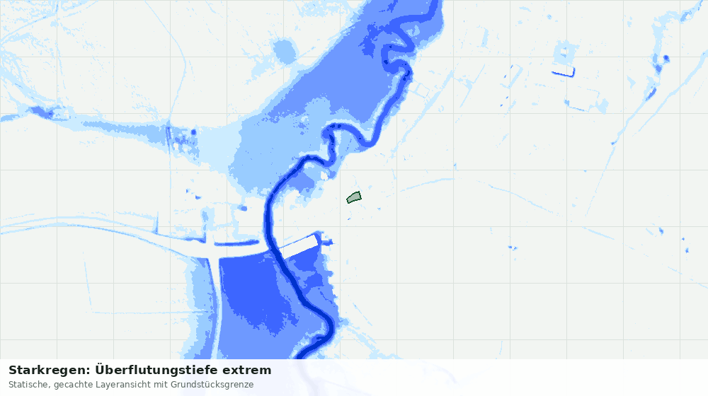 Statische Kartenansicht: Starkregen: Überflutungstiefe extrem