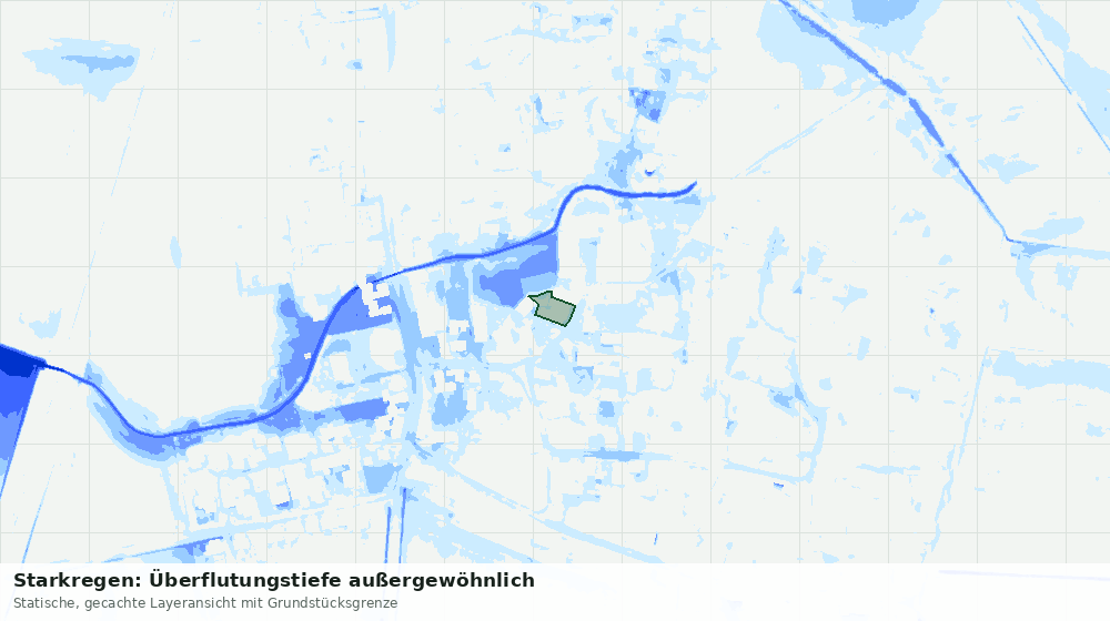 Statische Kartenansicht: Starkregen: Überflutungstiefe außergewöhnlich