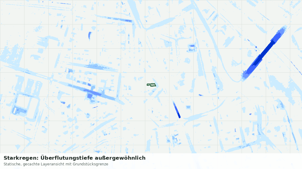 Statische Kartenansicht: Starkregen: Überflutungstiefe außergewöhnlich