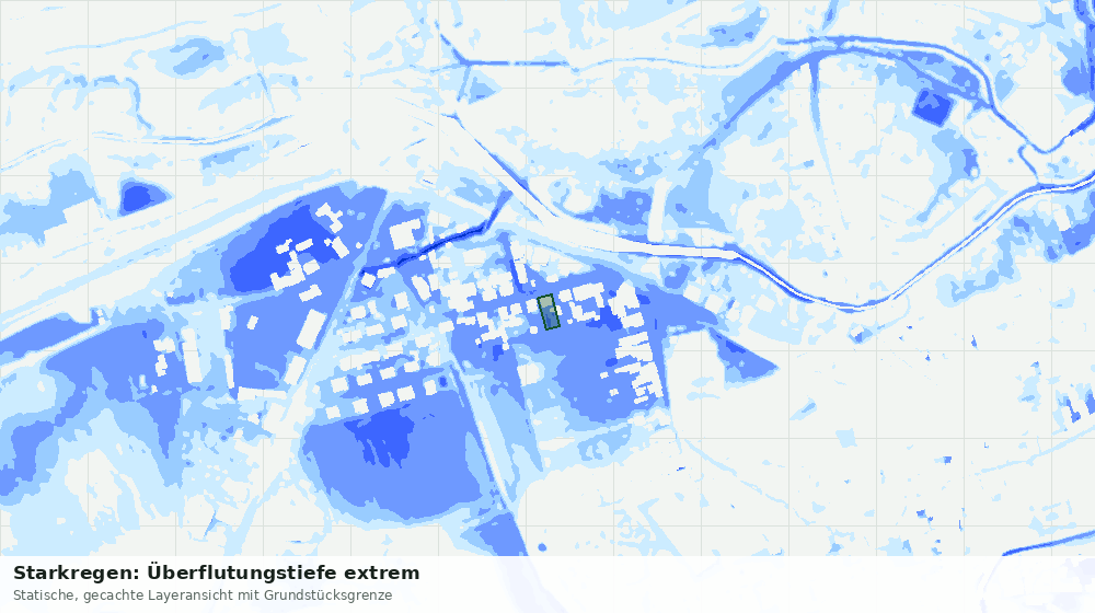 Statische Kartenansicht: Starkregen: Überflutungstiefe extrem