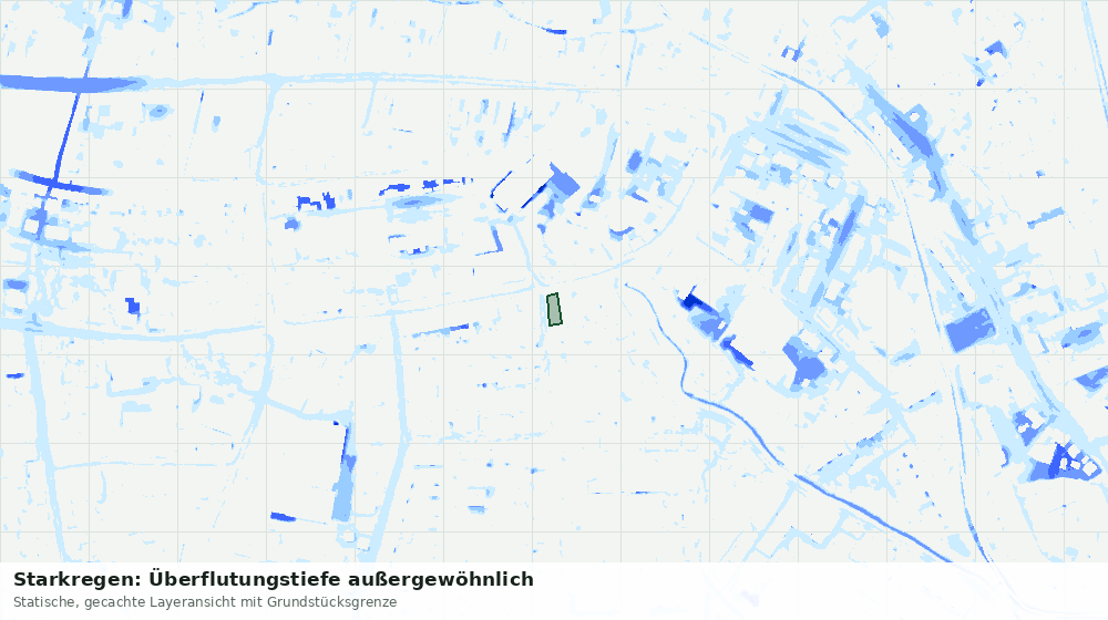 Statische Kartenansicht: Starkregen: Überflutungstiefe außergewöhnlich