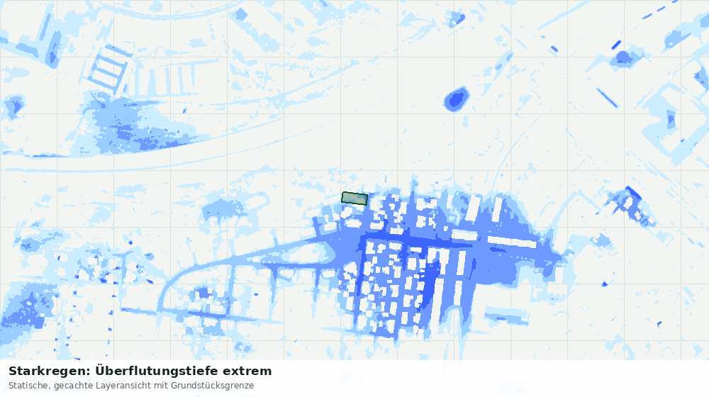 Statische Kartenansicht: Starkregen: Überflutungstiefe extrem