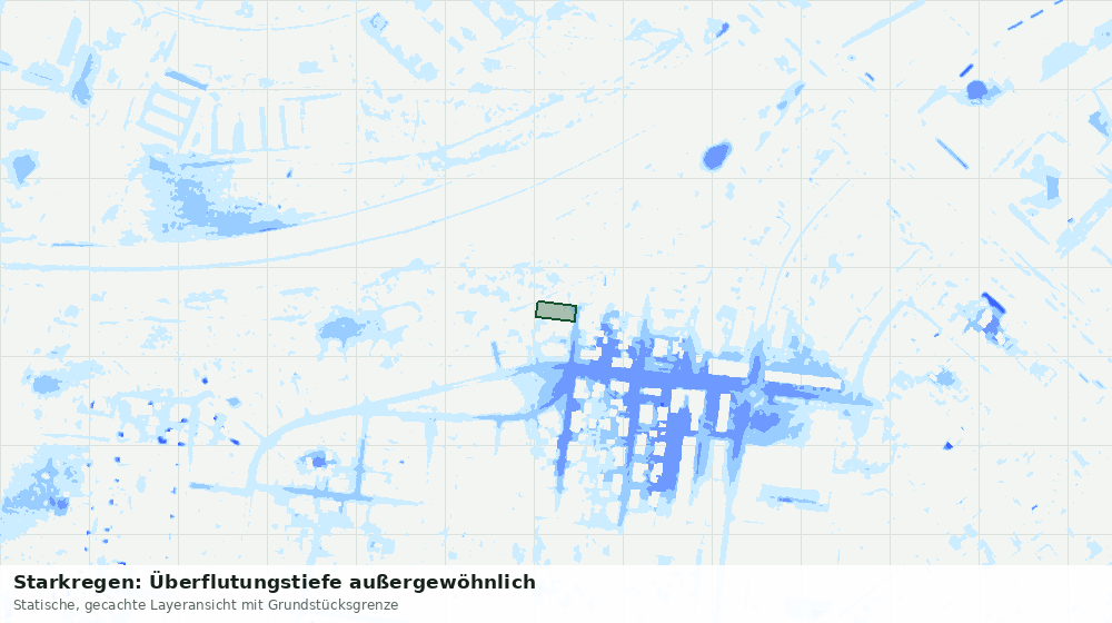 Statische Kartenansicht: Starkregen: Überflutungstiefe außergewöhnlich