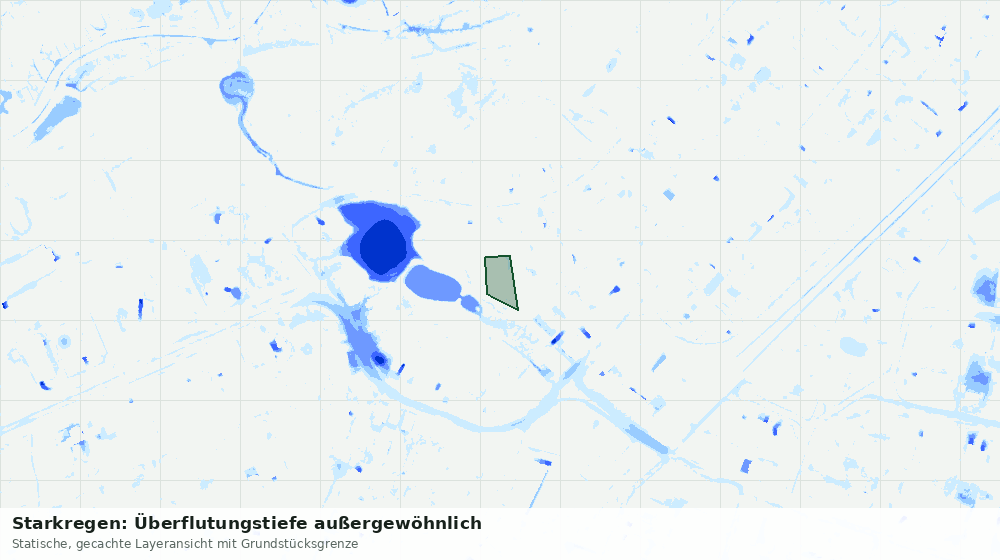 Statische Kartenansicht: Starkregen: Überflutungstiefe außergewöhnlich