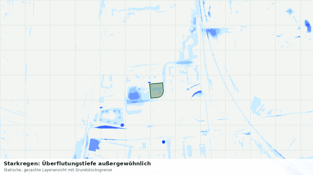 Statische Kartenansicht: Starkregen: Überflutungstiefe außergewöhnlich