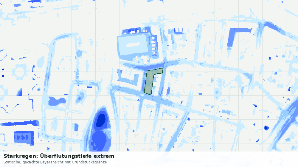 Statische Kartenansicht: Starkregen: Überflutungstiefe extrem