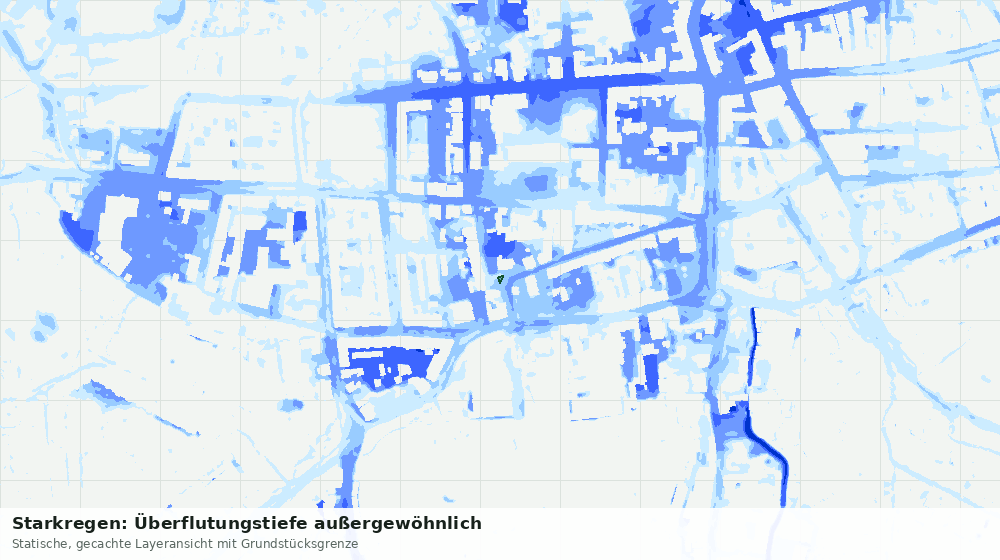 Statische Kartenansicht: Starkregen: Überflutungstiefe außergewöhnlich