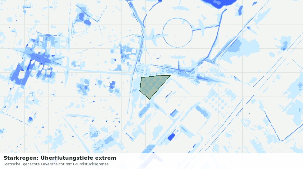 Statische Kartenansicht: Starkregen: Überflutungstiefe extrem