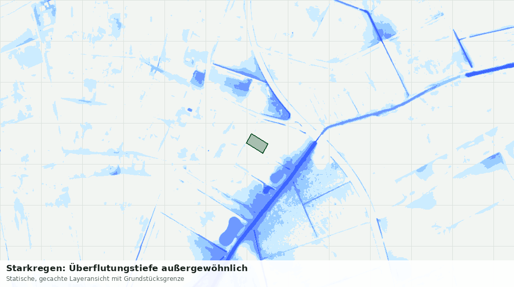 Statische Kartenansicht: Starkregen: Überflutungstiefe außergewöhnlich