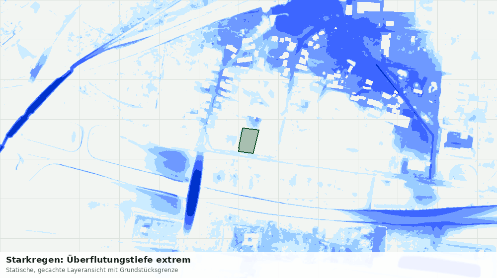 Statische Kartenansicht: Starkregen: Überflutungstiefe extrem