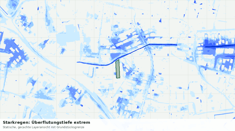 Statische Kartenansicht: Starkregen: Überflutungstiefe extrem
