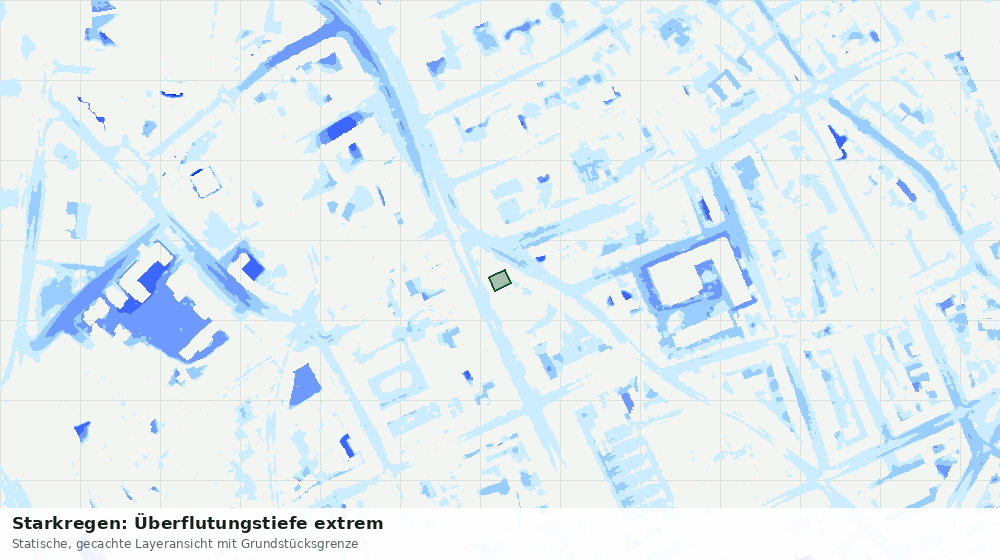 Statische Kartenansicht: Starkregen: Überflutungstiefe extrem