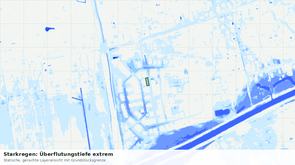 Statische Kartenansicht: Starkregen: Überflutungstiefe extrem