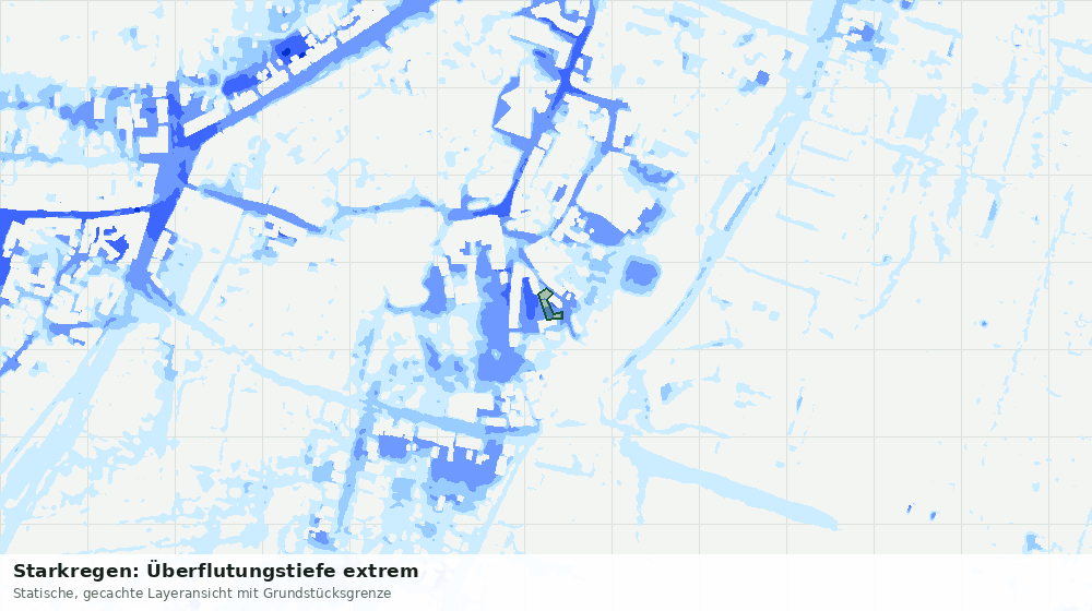 Statische Kartenansicht: Starkregen: Überflutungstiefe extrem