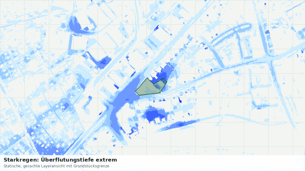 Statische Kartenansicht: Starkregen: Überflutungstiefe extrem