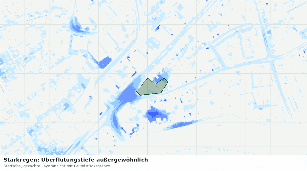 Statische Kartenansicht: Starkregen: Überflutungstiefe außergewöhnlich