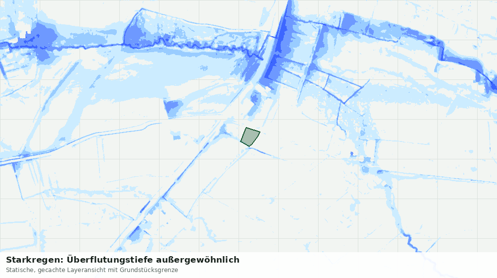 Statische Kartenansicht: Starkregen: Überflutungstiefe außergewöhnlich