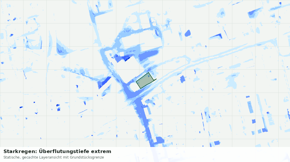 Statische Kartenansicht: Starkregen: Überflutungstiefe extrem