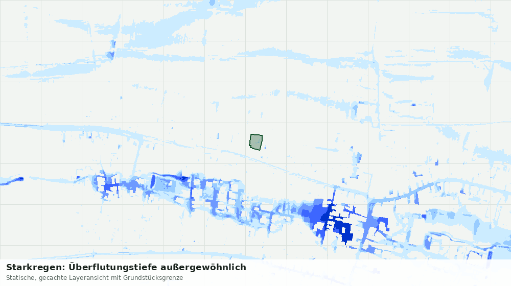 Statische Kartenansicht: Starkregen: Überflutungstiefe außergewöhnlich