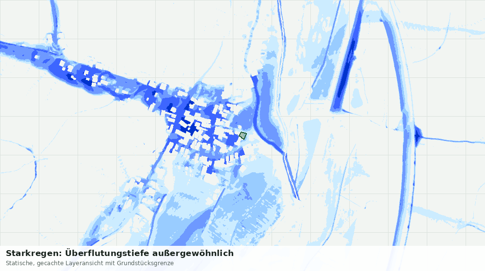Statische Kartenansicht: Starkregen: Überflutungstiefe außergewöhnlich
