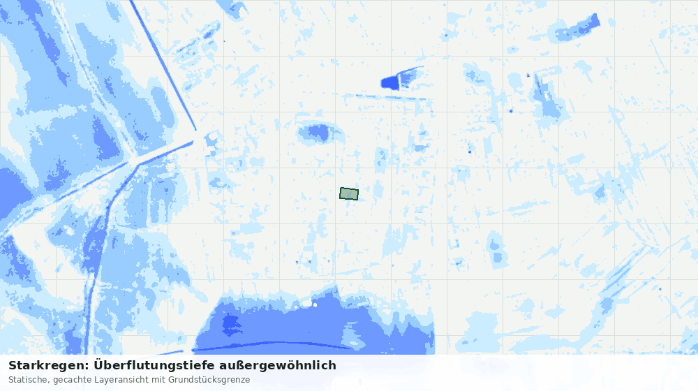 Statische Kartenansicht: Starkregen: Überflutungstiefe außergewöhnlich