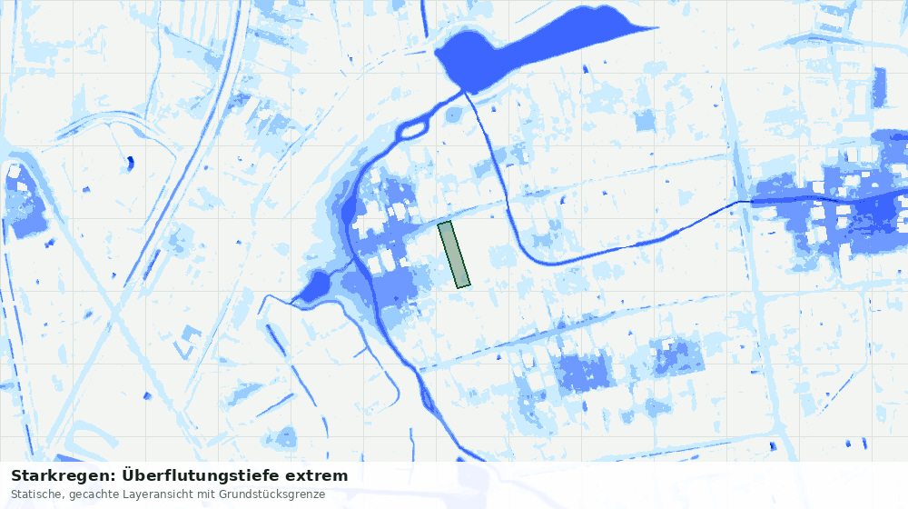 Statische Kartenansicht: Starkregen: Überflutungstiefe extrem