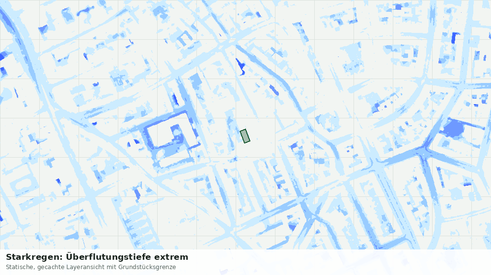 Statische Kartenansicht: Starkregen: Überflutungstiefe extrem