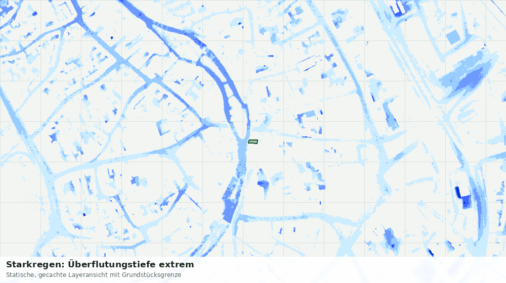 Statische Kartenansicht: Starkregen: Überflutungstiefe extrem