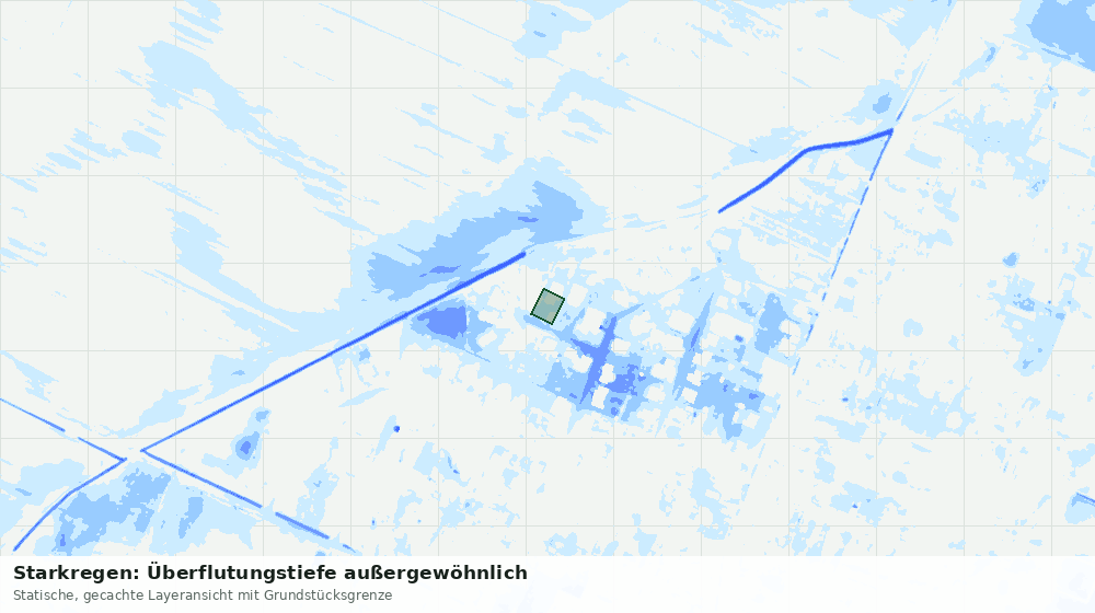 Statische Kartenansicht: Starkregen: Überflutungstiefe außergewöhnlich