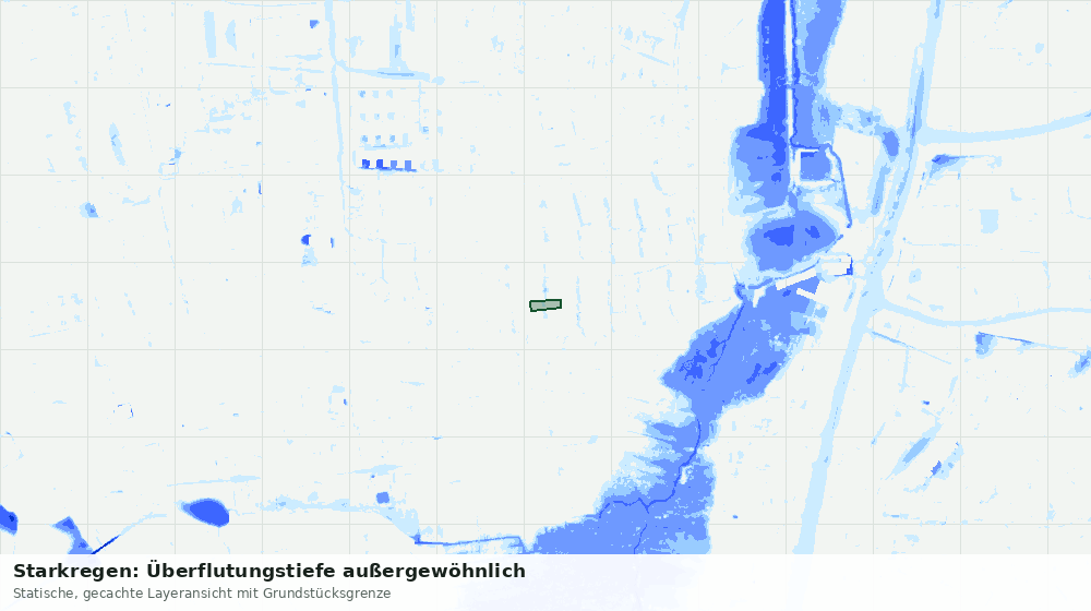 Statische Kartenansicht: Starkregen: Überflutungstiefe außergewöhnlich