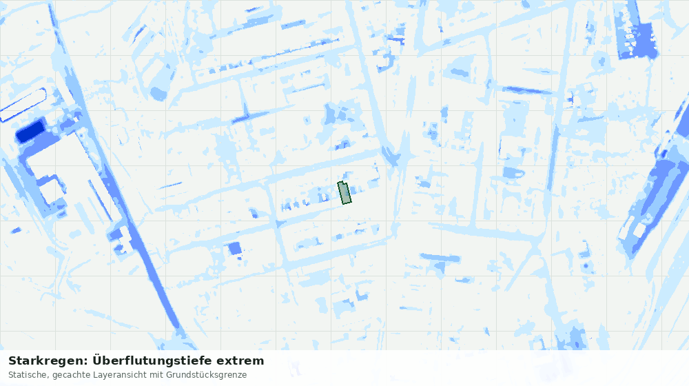 Statische Kartenansicht: Starkregen: Überflutungstiefe extrem